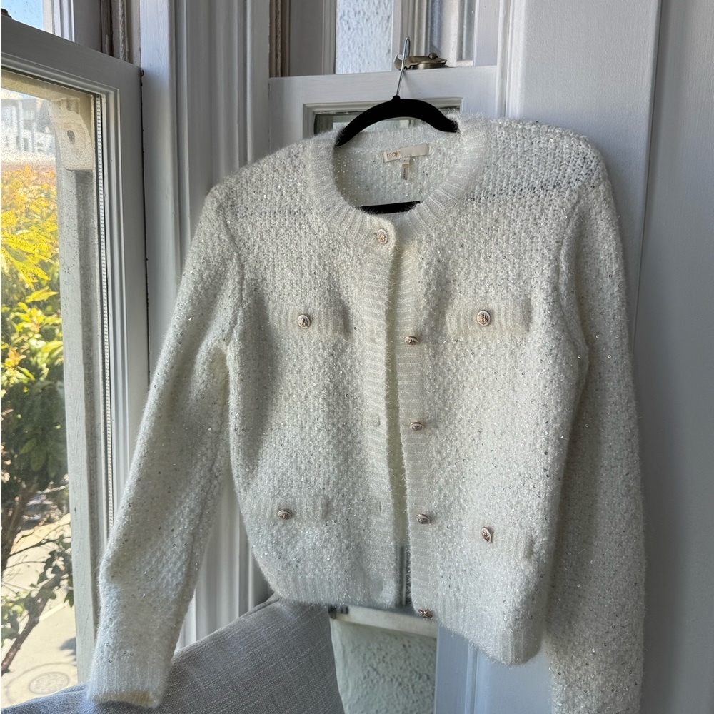 Maje Ivory Tweed Blazer
